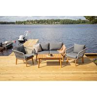 Loungegarnitur Chania Grau/Hellgrau - Grau/Akaziefarben, KONVENTIONELL, Holz/Textil (164/75null) - Gardenson