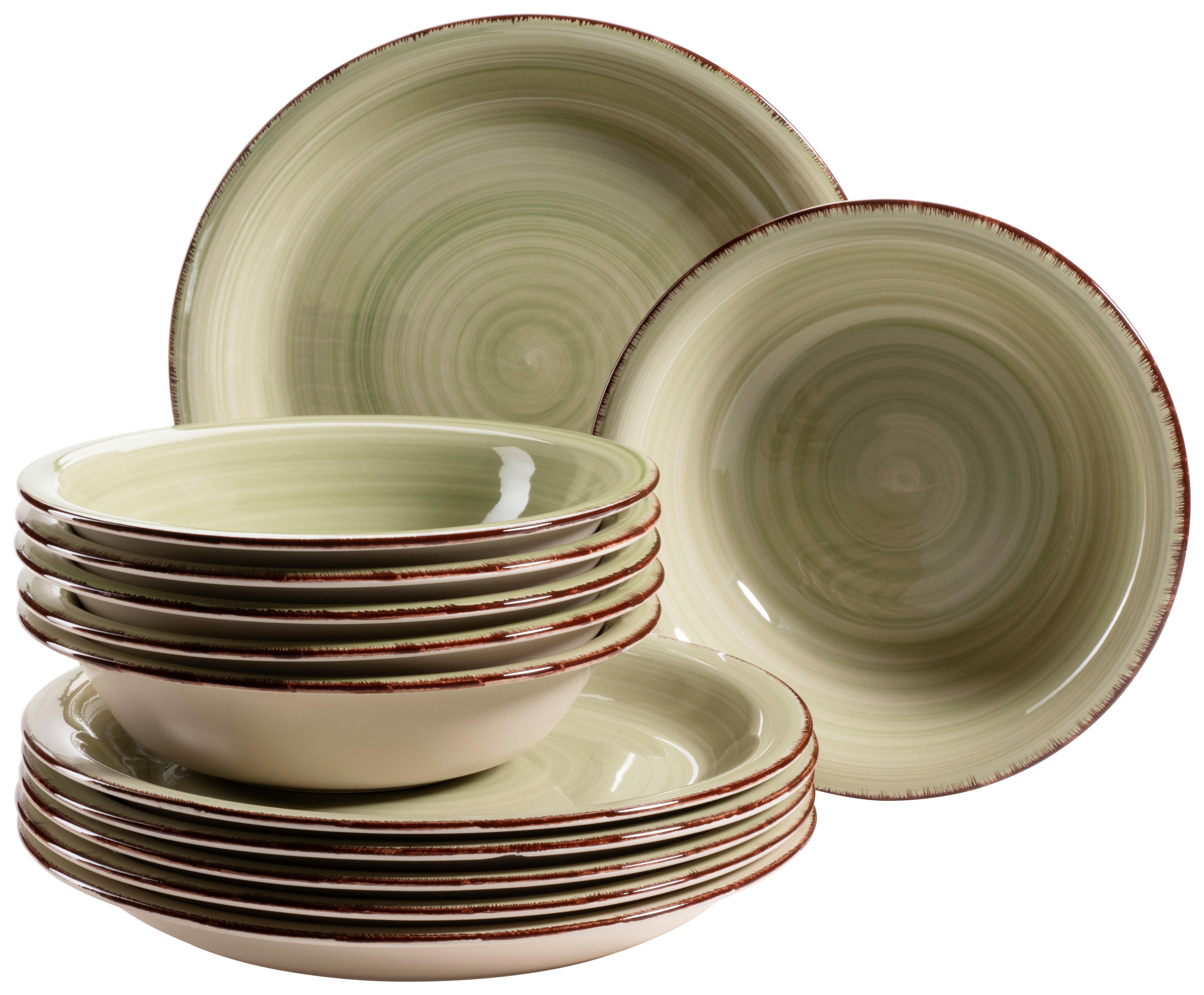 Tafelservice Lumaca aus Steingut, 12-teilig - Grün, Basics, Keramik - Mäser
