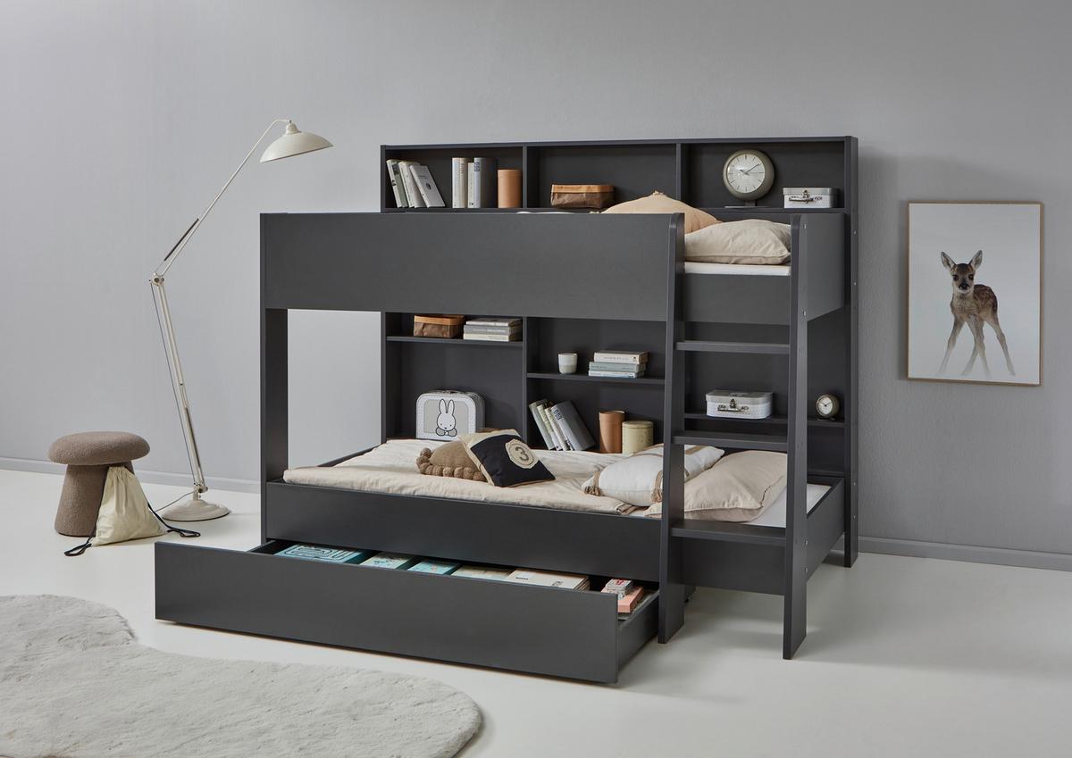 Krevet Na Kat Sely - antracit, Konvencionalno, drvni materijal (90/200cm) - Based