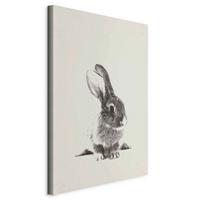 Slika Na Platnu Fluffy Bunny - siva/krem barve, Basics, tekstil/les (60/90/1,2cm) - artgeist