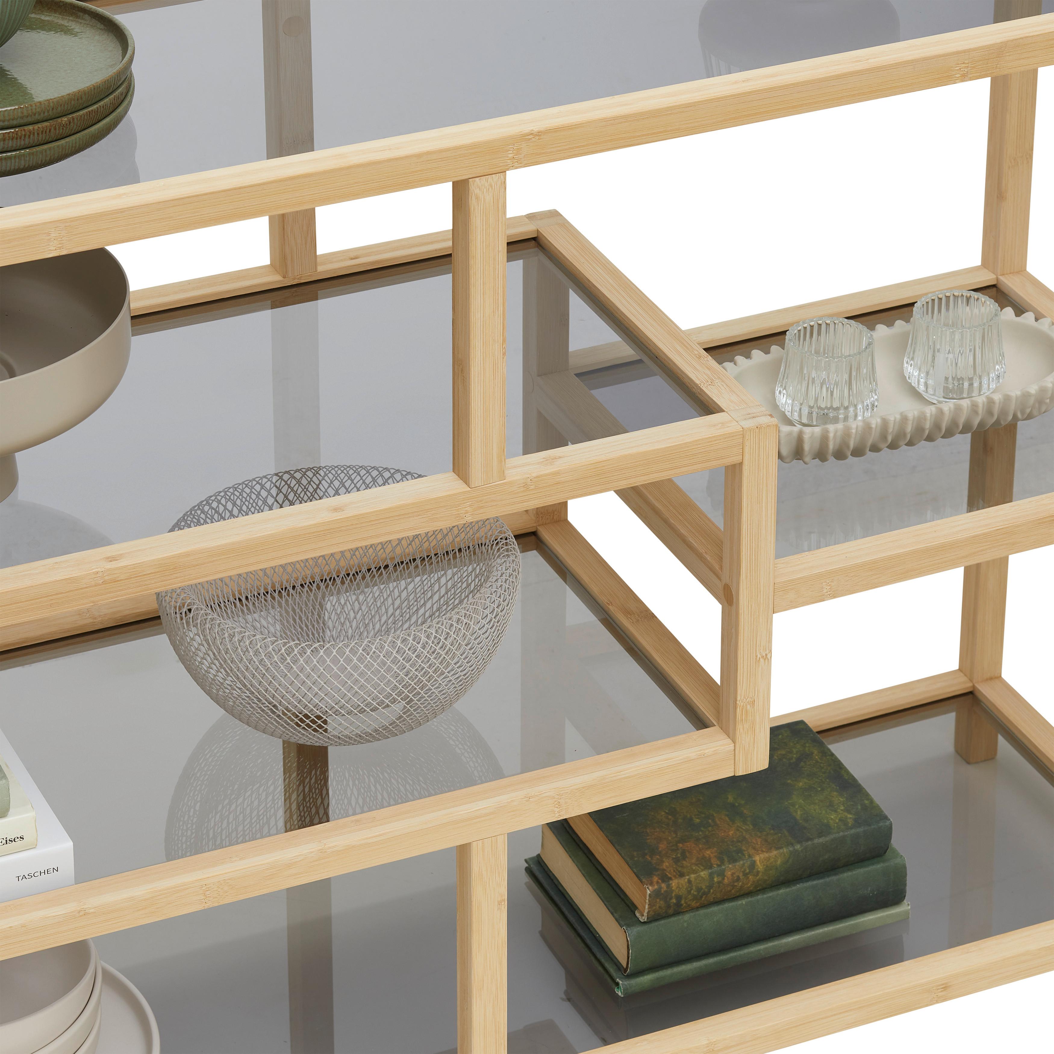HYLLA BOSTON - naturfärgad, Modern, glas/naturmaterial (114/79/34cm) - Mömax