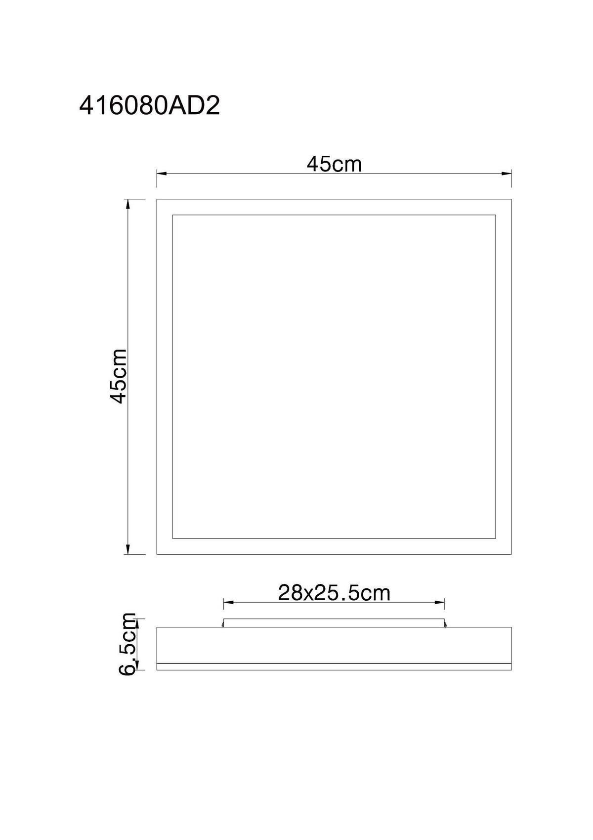 LED-DECKENLEUCHTE 416080AD2 DORO - Weiss/Dunkelgrau, Konventionell, Kunststoff/Metall (45/45/6,5cm) - Globo