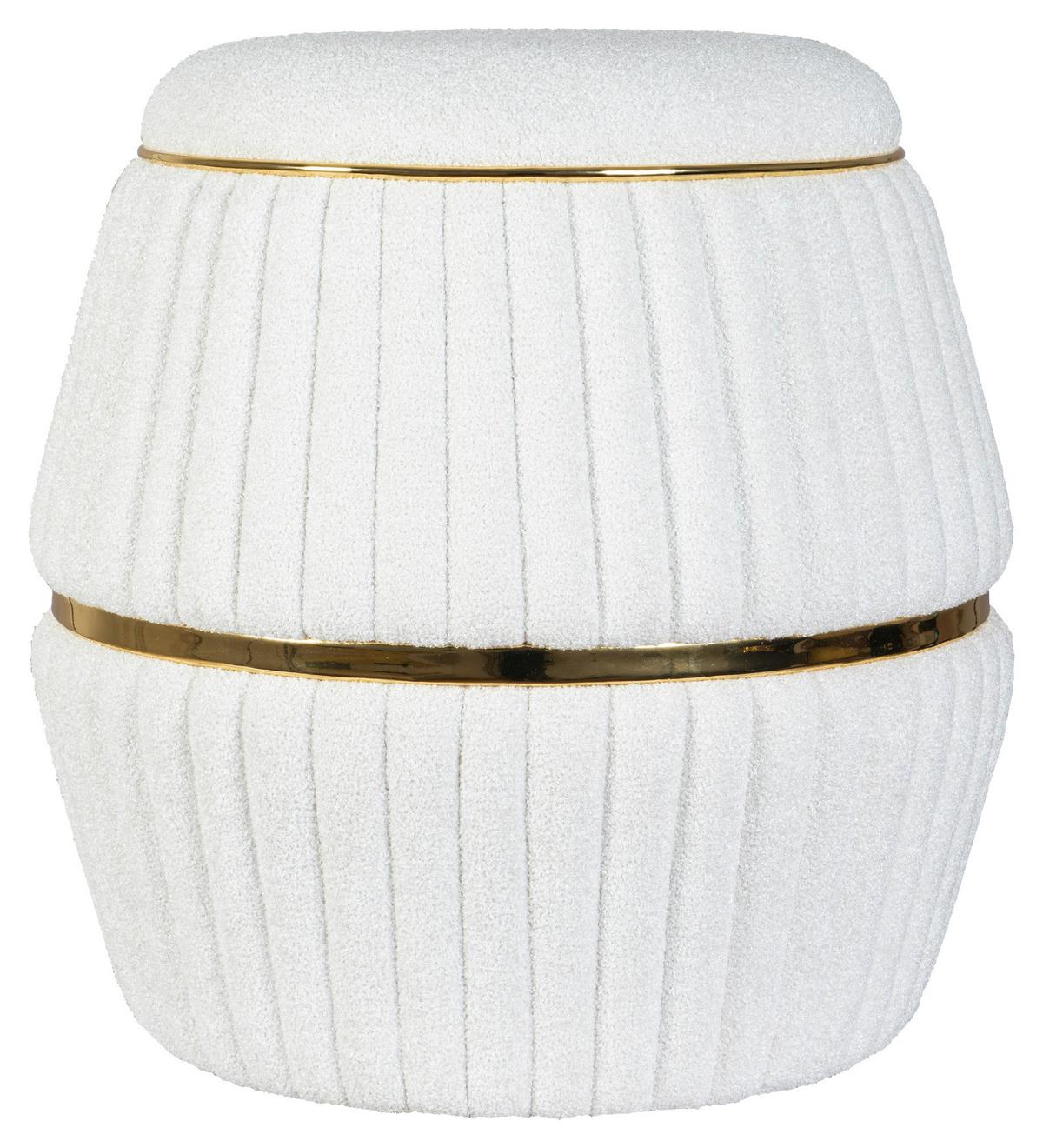 HOCKER DORIC 235 - Weiss/Goldfarben, Design, Textil (51,5/53cm) - Kayoom