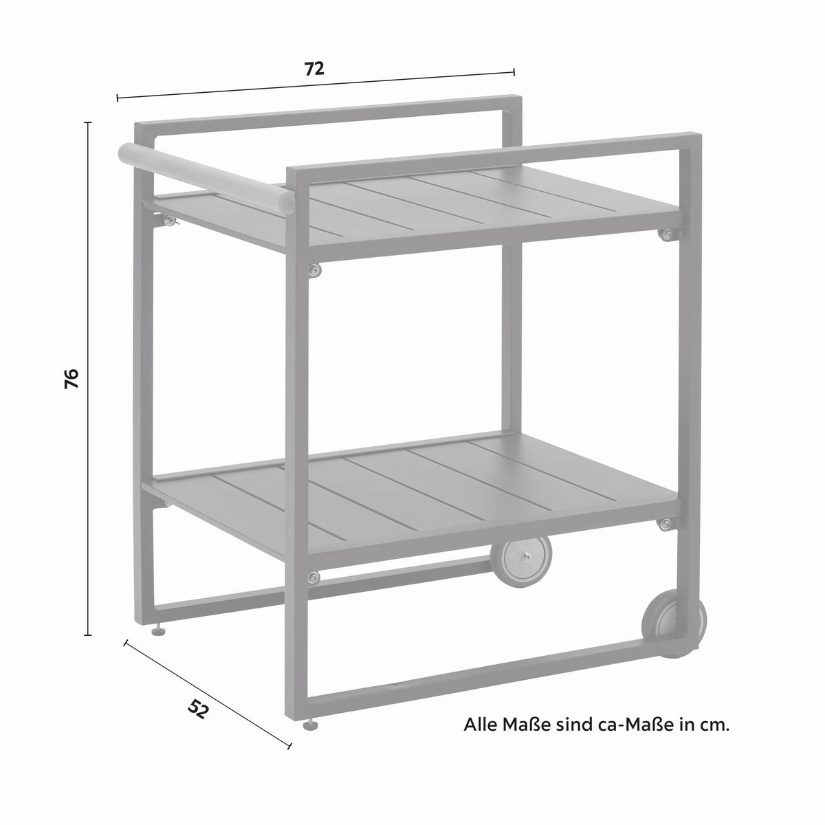 Tálalókocsi Riccardo - natúr színű/sötétszürke, Modern, műanyag/fém (72/76/52cm) - Bessagi Garden