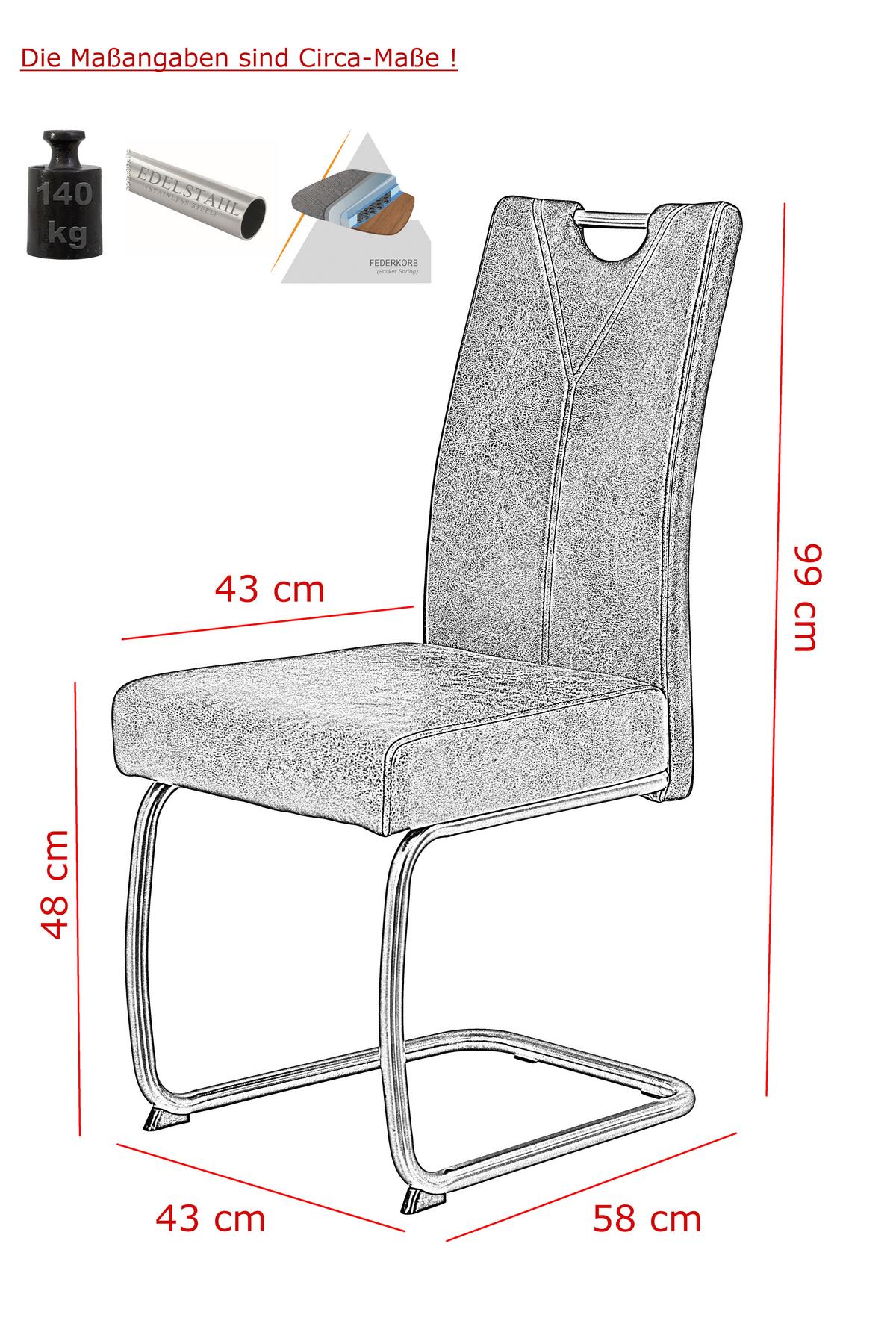 Schwingstuhl-Set Sophia 2er-Set ca. 43x99 cm Schlamm - Schlammfarben/Edelstahlfarben, MODERN, Textil/Metall (43/99/58cm) - MID.YOU