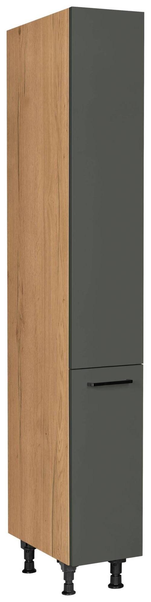 Apothekerschrank Easytouch Grün - Eichefarben/Schwarz, MODERN, Holzwerkstoff/Metall (30/216,6/58cm) - Nobilia