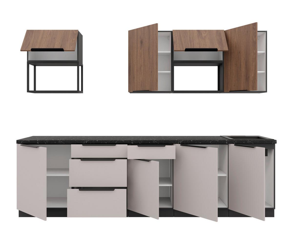 Blok Kuhinja Arona/monza - kašmir/boja orahovog drveta, Moderno, metal/pločasti materijal (280/210/60cm) - Modern Living