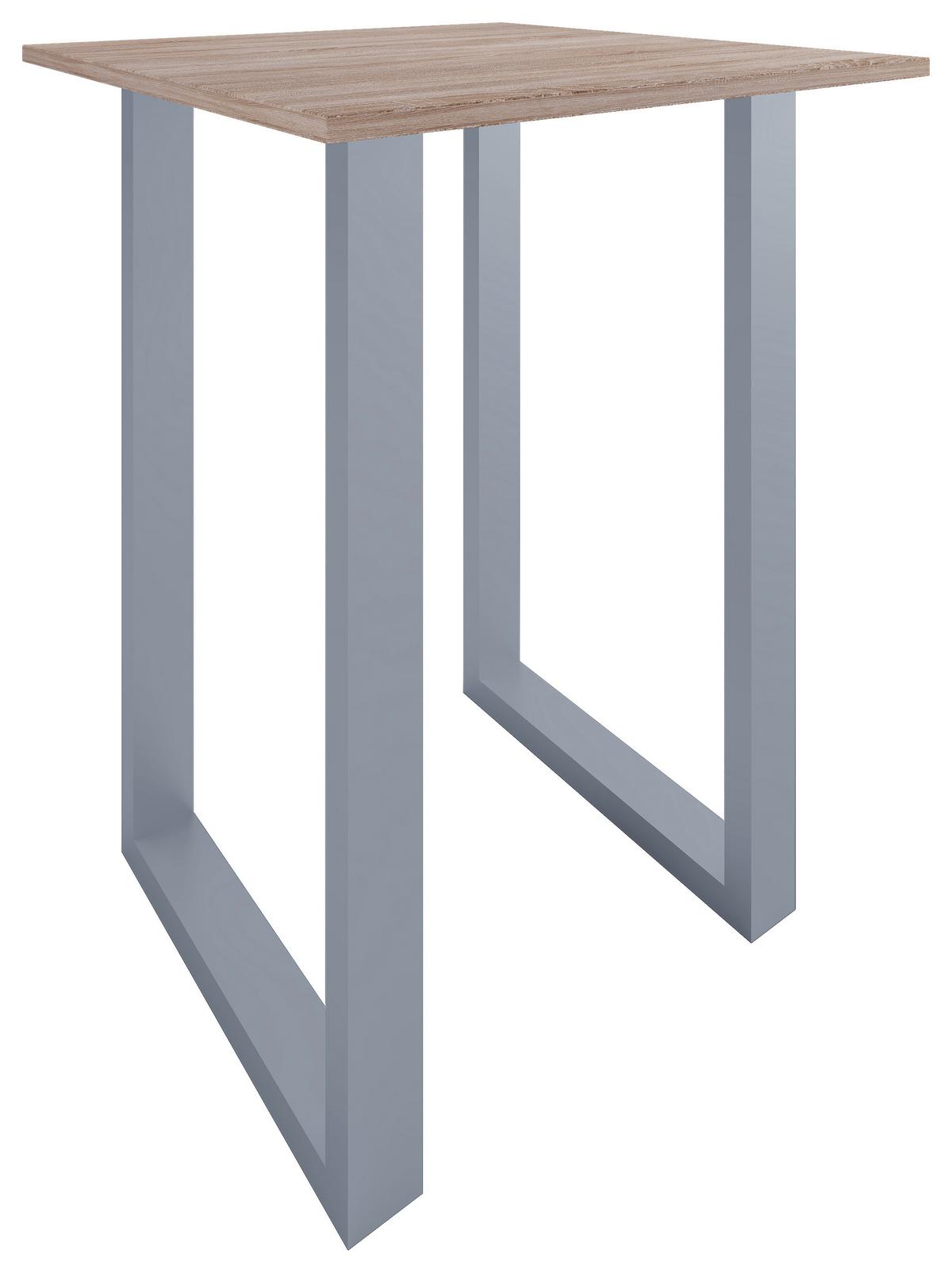 Bartisch XONA Silber/Eiche ca.80x102x80cm - Silberfarben/Sonoma Eiche, KONVENTIONELL, Holzwerkstoff/Metall (80/80/102cm)