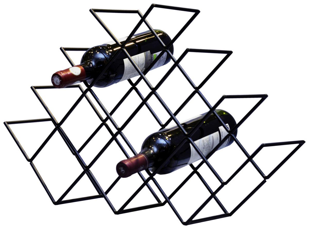 Etajeră pentru sticle de vin FLORENZ - negru, Modern, metal (57/36/14cm) - Modern Living