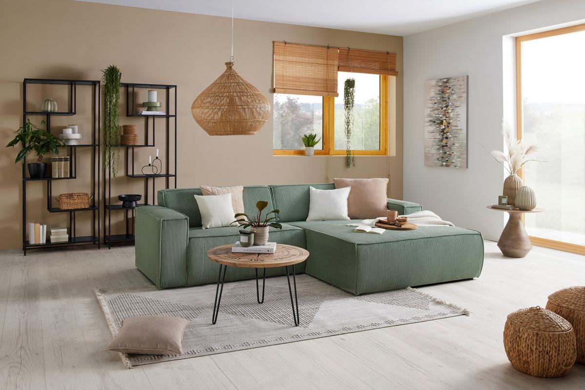 Wohnlandschaft Loft in Grün - Schwarz/Hellgrün, MODERN, Kunststoff/Textil (265/75/172cm) - Mömax