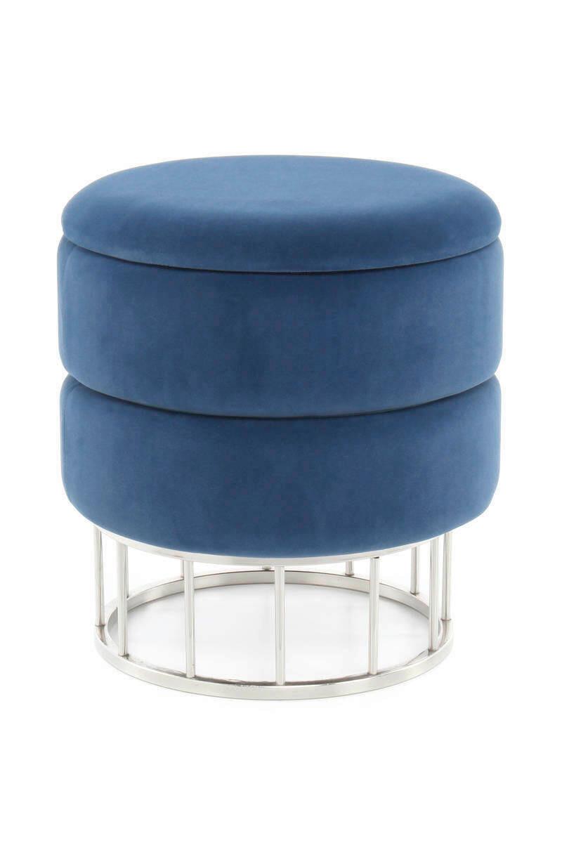 HOCKER Hocker in Blau mit Stauraum - Silberfarben/Dunkelblau, Basics, Holzwerkstoff/Kunststoff (37,5/41/37,5cm) - Kayoom