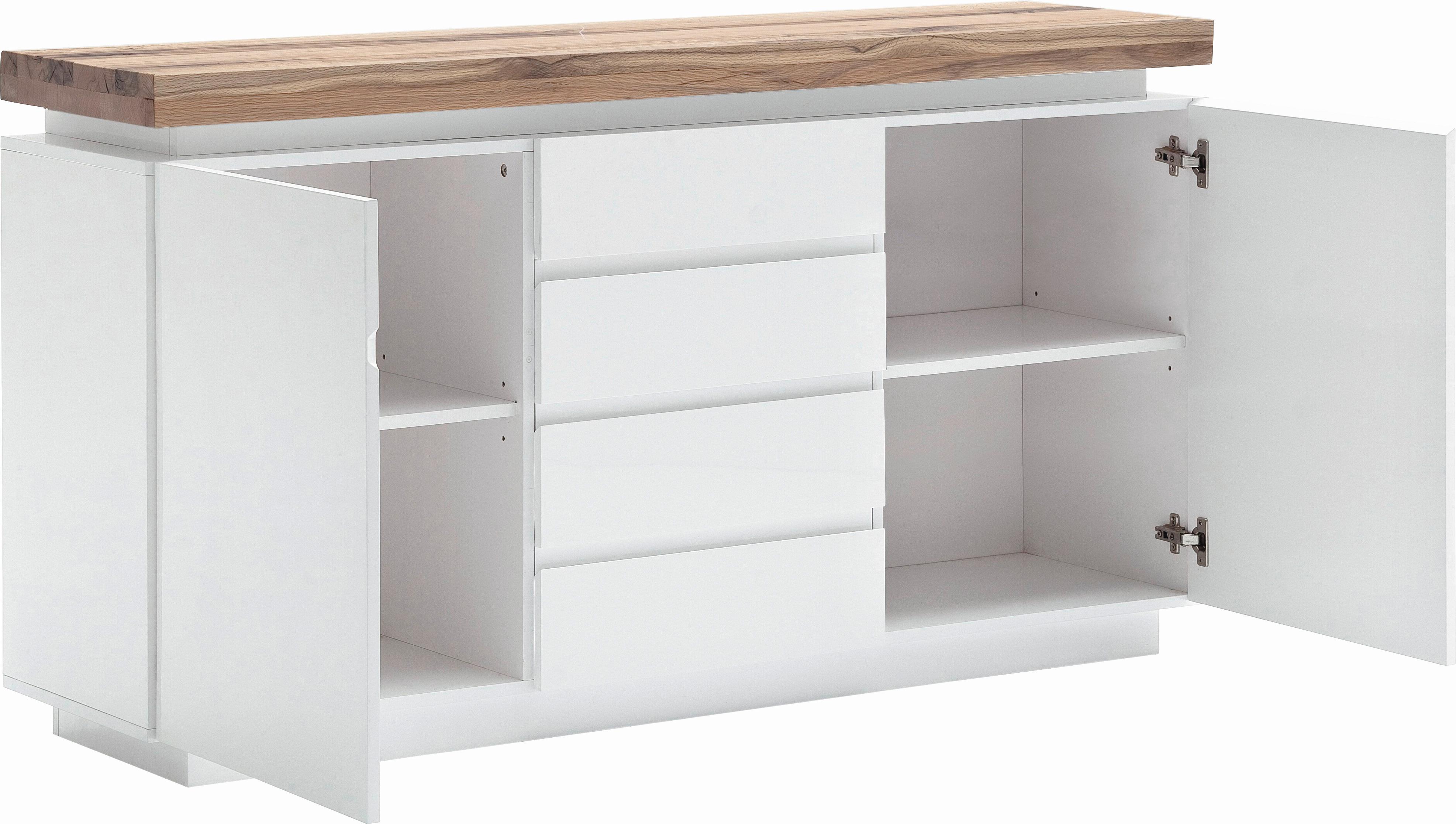 KOMODA SZEROKA ROMINA - kolor dębowy/biały, Design, materiał drewnopochodny/drewno (150/81/40cm)