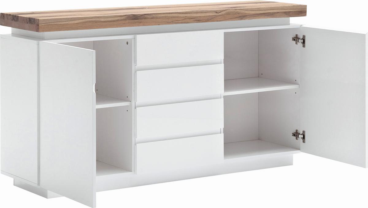 KOMODA SZEROKA ROMINA - kolor dębowy/biały, Design, materiał drewnopochodny/drewno (150/81/40cm)