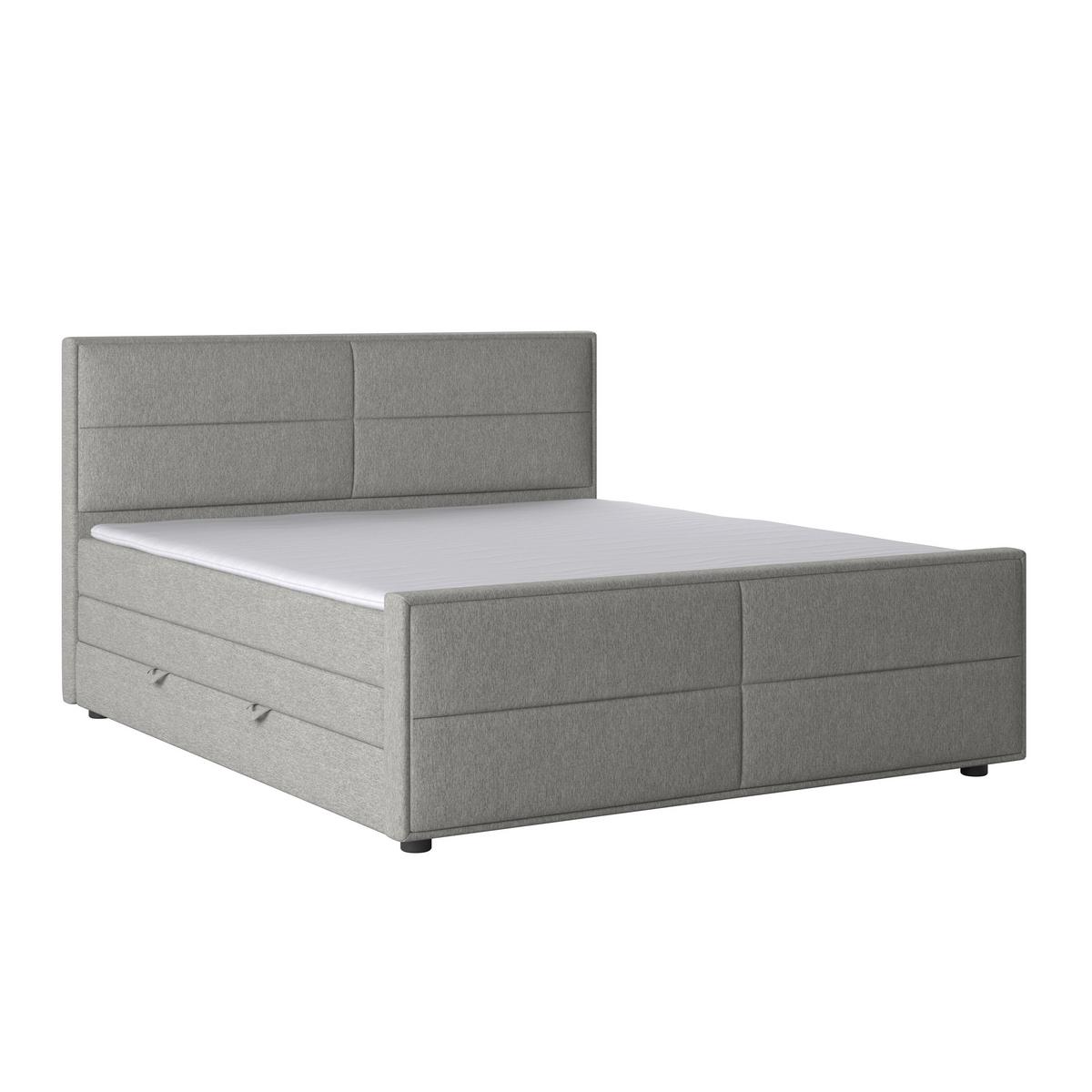 Boxspringbett Palermo ca. 180x200 cm Silberfarben - Silberfarben/Schwarz, MODERN, Karton/Holzwerkstoff (180/200cm) - MID.YOU