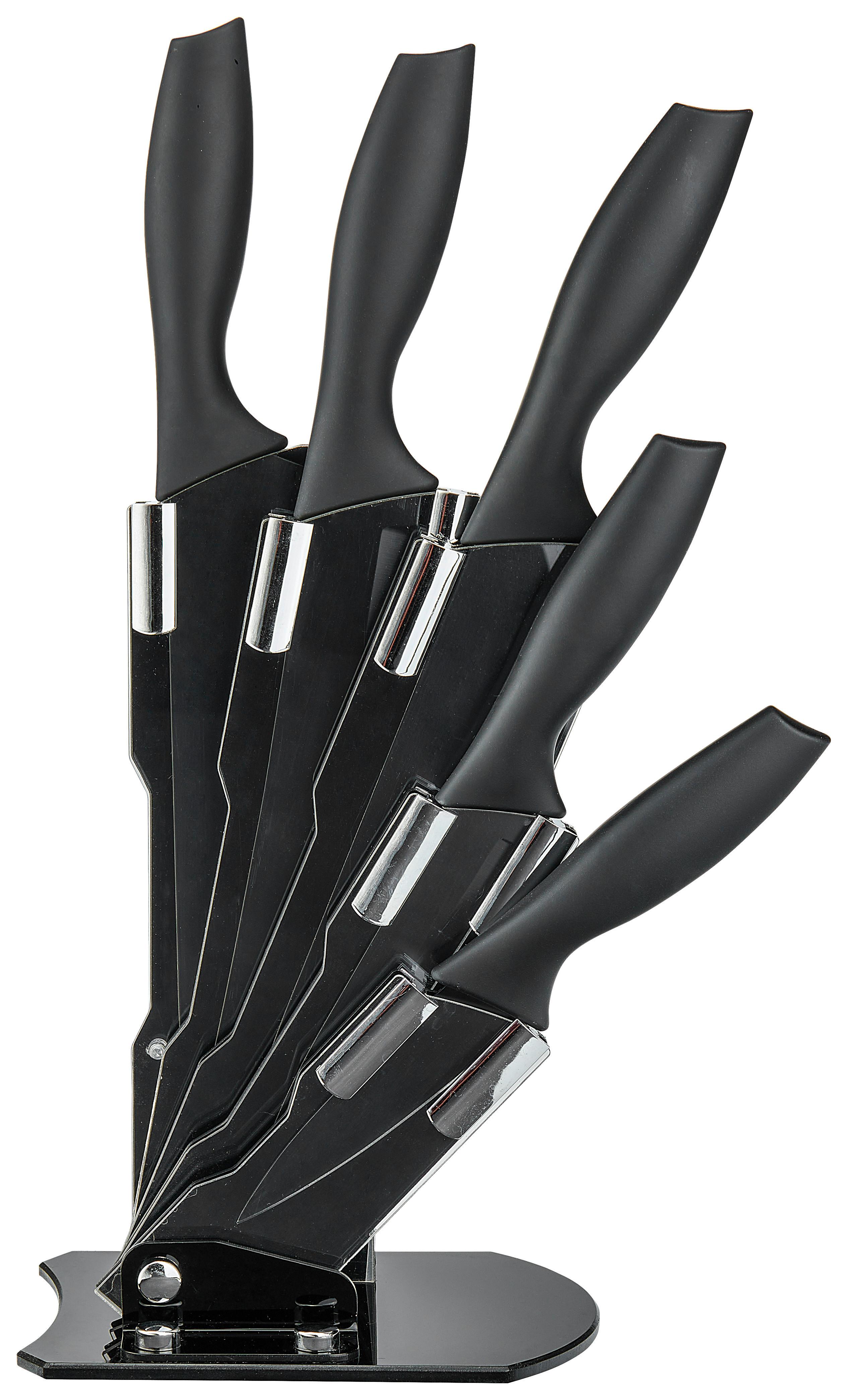 Bloc Cuțite Melly - negru, Modern, plastic/metal (18/34/11,5cm) - Modern Living