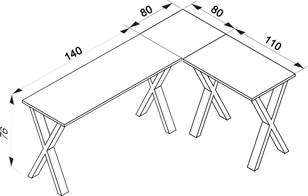 Kotna Pisalna Miza Lona, Bela - bela, Moderno, kovina/leseni material (220/80/76cm) - MID.YOU