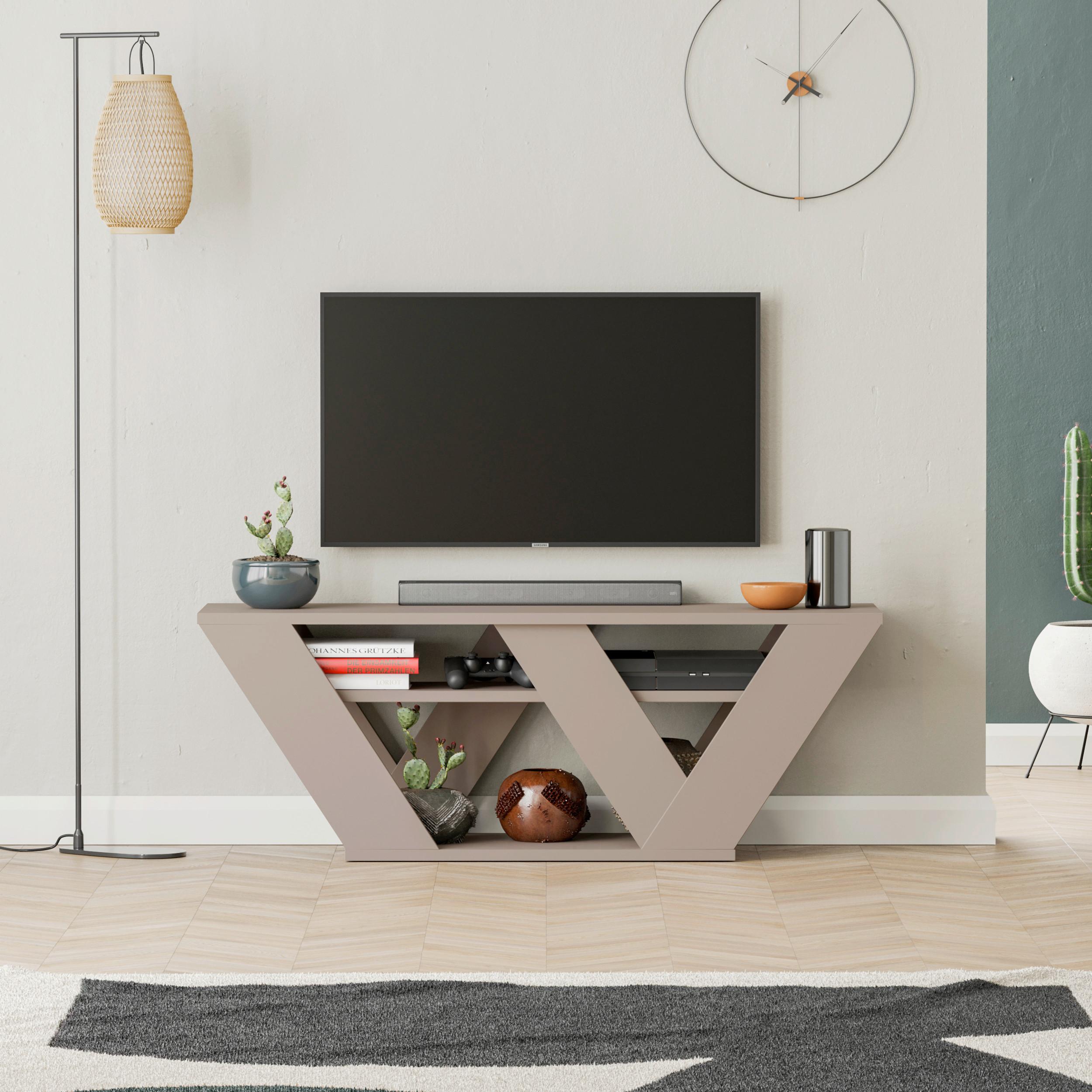 Phonotisch Pipralla ca. 110x30x40 cm Weiß - Mokka, Design, Holzwerkstoff (110/30/40cm) - Livetastic