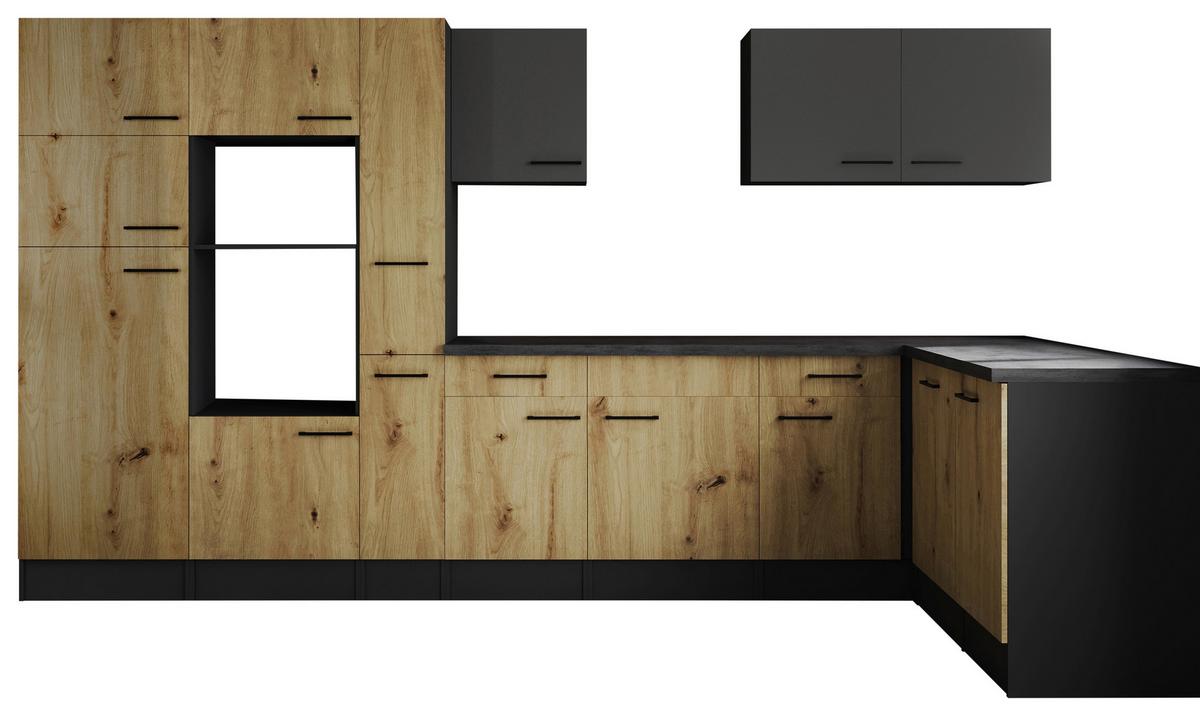 Kotna Kuhinja Brez Aparatov Oliver, 370x172cm - siva/črna, Design, kovina/leseni material (370/172cm) - Respekta