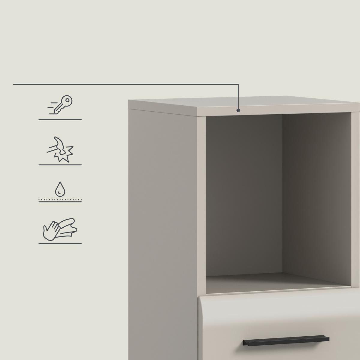 Midischrank Ice Kaschmir - Kaschmir/Schwarz, Trend, Holzwerkstoff/Kunststoff (30/110/30cm) - MID.YOU