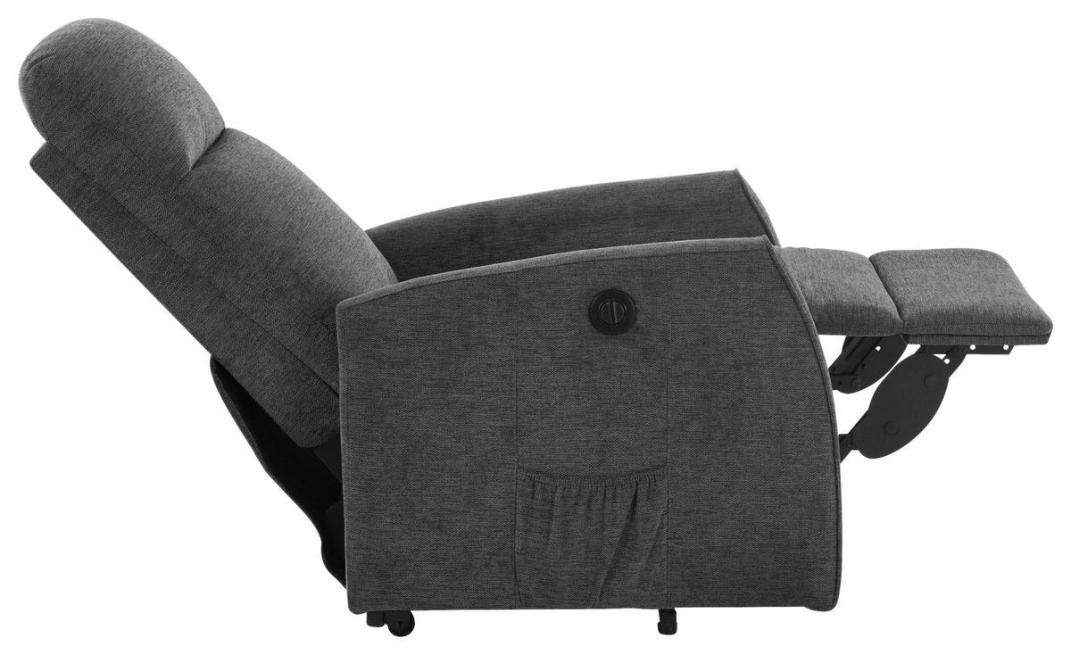 Tv Fotelj Athen, Temno Siva, Pomoč Pri Vstajanju - temno siva, Moderno, kovina/tekstil (67.5/107/88.5cm)