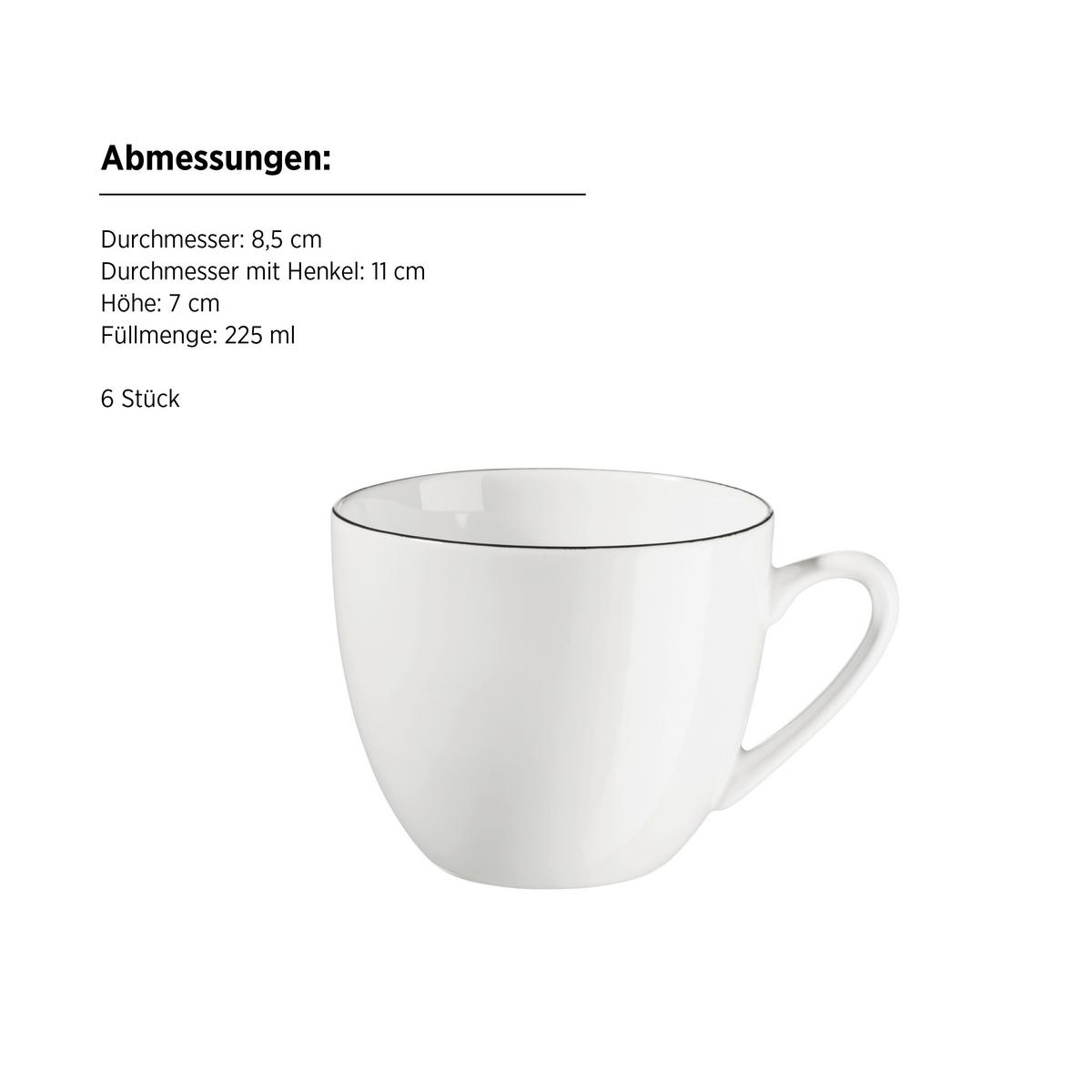 KAFFEESERVICE FELISE - Weiss/Schwarz, Trend, Keramik - Mäser