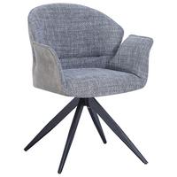 KRZESŁO Z PODŁOKIETNIKAMI HILDA - czarny/szary, Modern, metal/tkanina (61/81/60cm) - MID.YOU