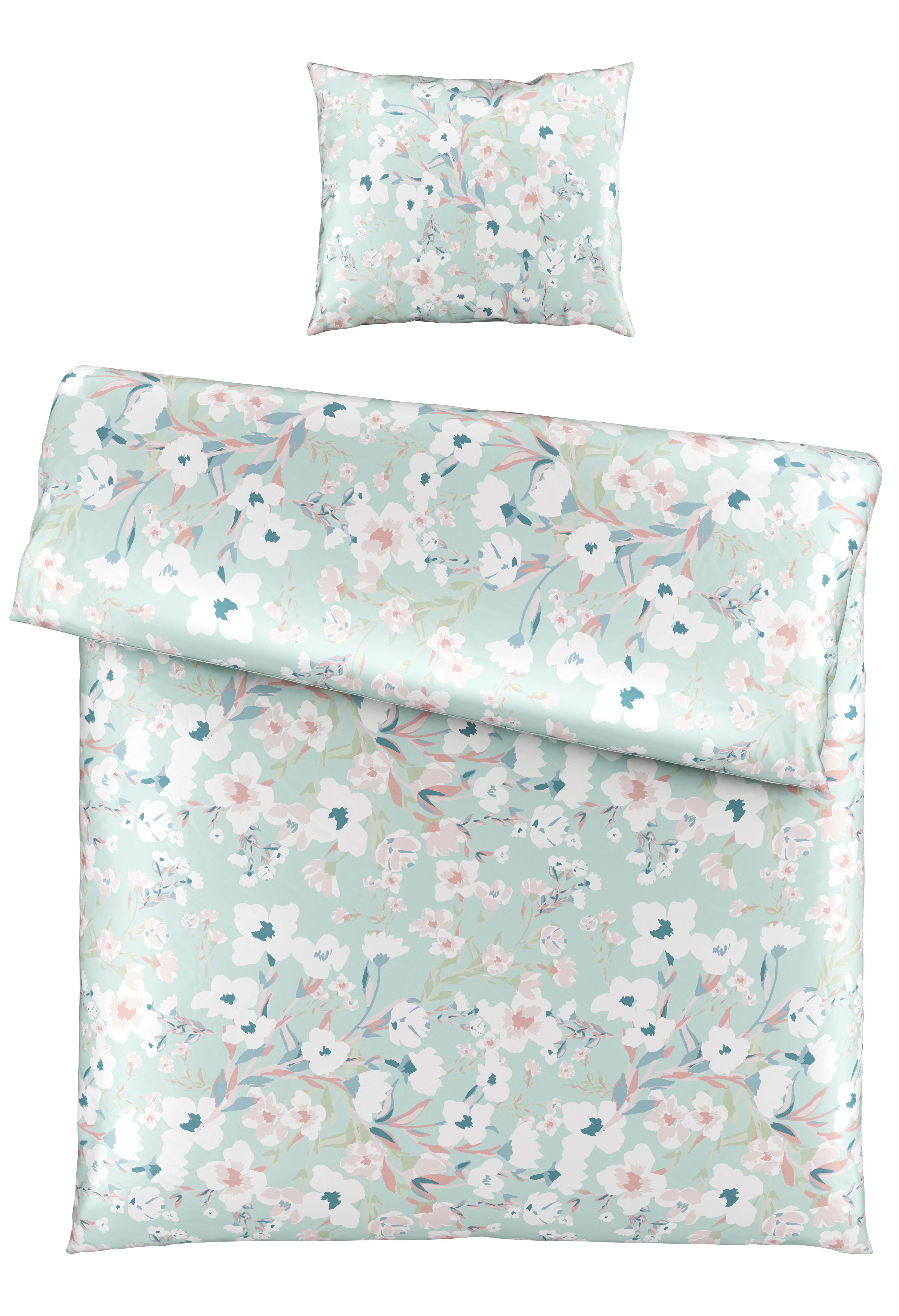 Bettwäscheset Ute - Grün, Romantik / Landhaus, Textil (160/210cm) - Modern Living