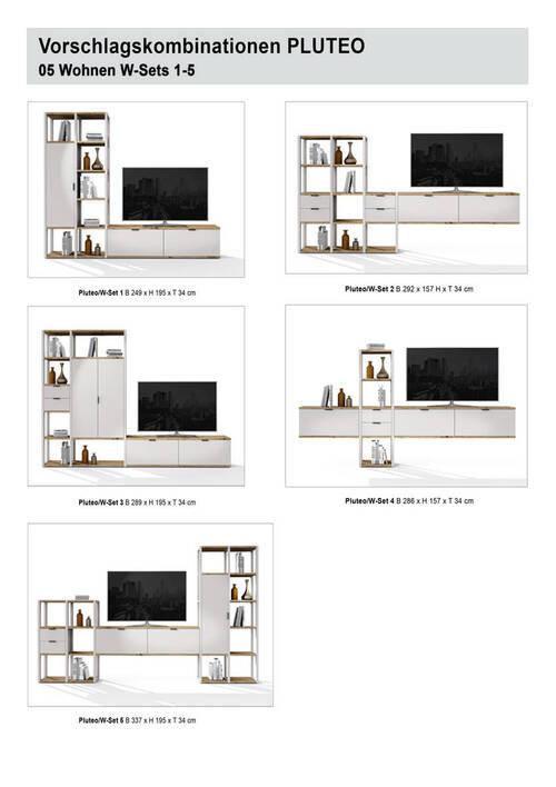 Ansamblu mobilier cameră de zi PLUTEO - stejar Artisan/gri, Modern, material pe bază de lemn (286/157/34cm) - Premium Living