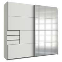 DULAP CU UșI CULISANTE SAIGON - argintiu/alb, Konventionell, sticlă/material pe bază de lemn (225/208/64cm) - Premium Living