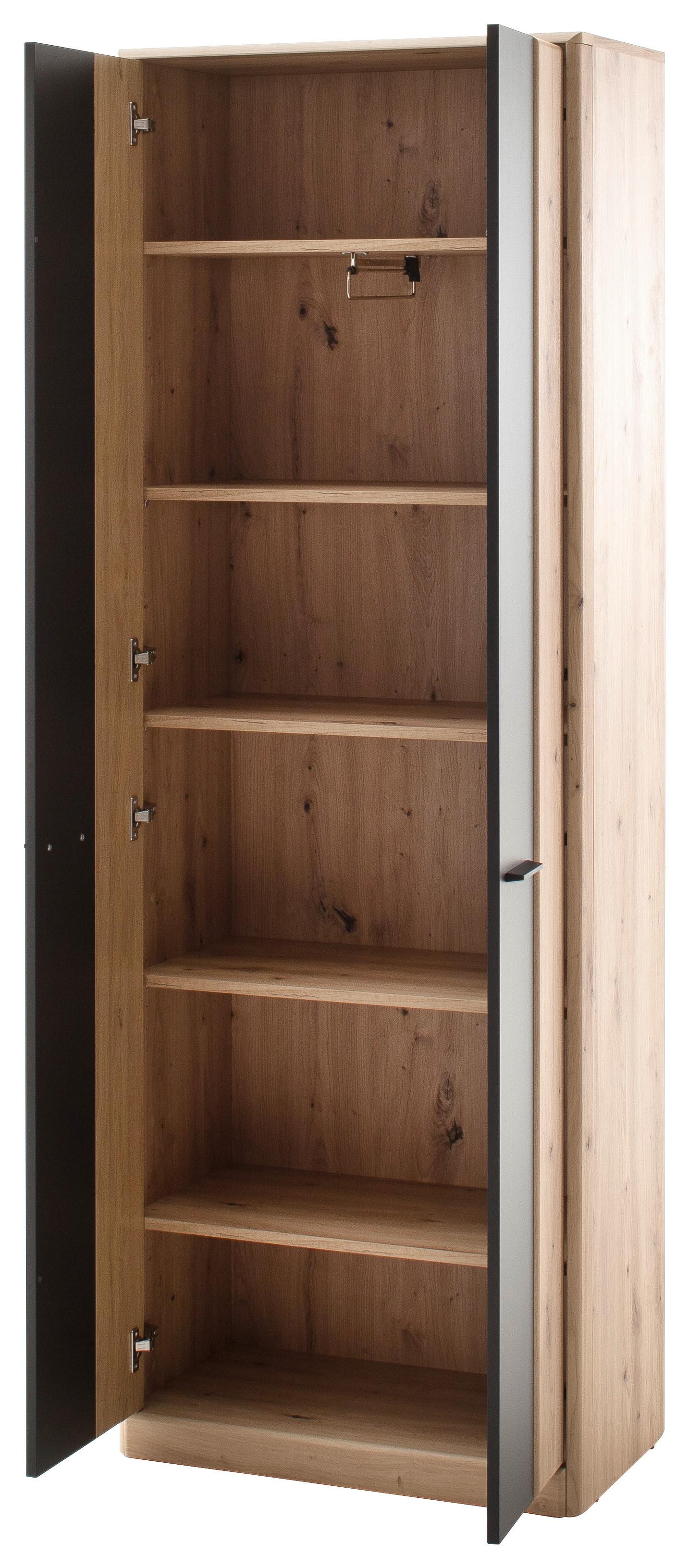 Schuhschrank in Grau/Eichefarben - Eichefarben/Anthrazit, MODERN, Holzwerkstoff/Metall (69/198/39cm) - Premium Living