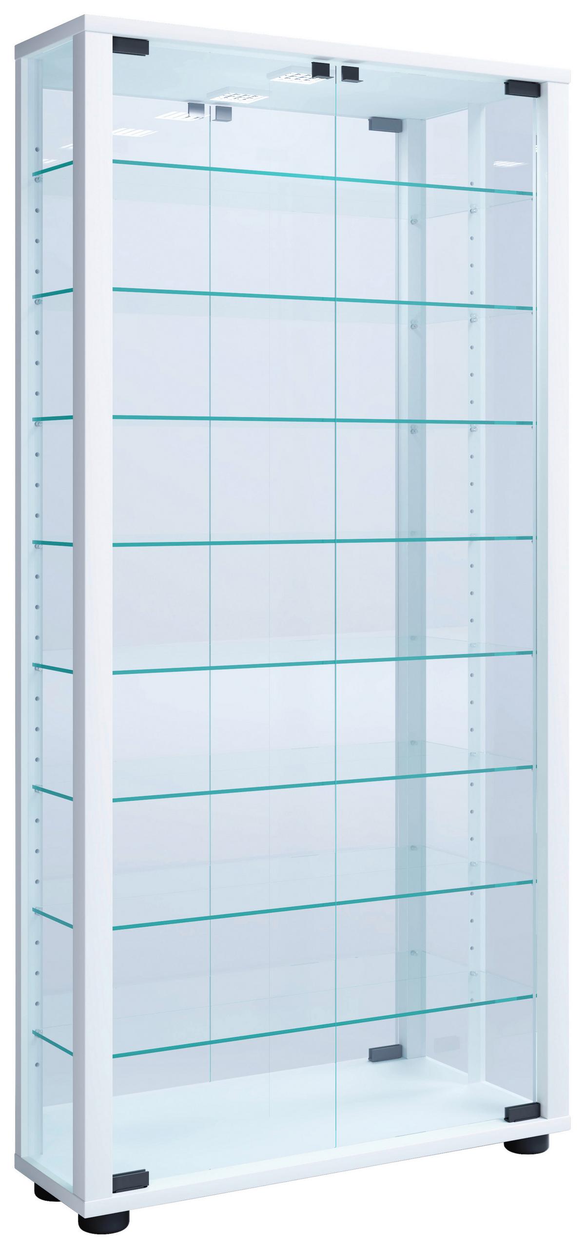 Vitrine Lumo ca. 59x115x18 cm Weiß - Weiß, MODERN, Glas/Holzwerkstoff (59/114,8/18cm) - MID.YOU