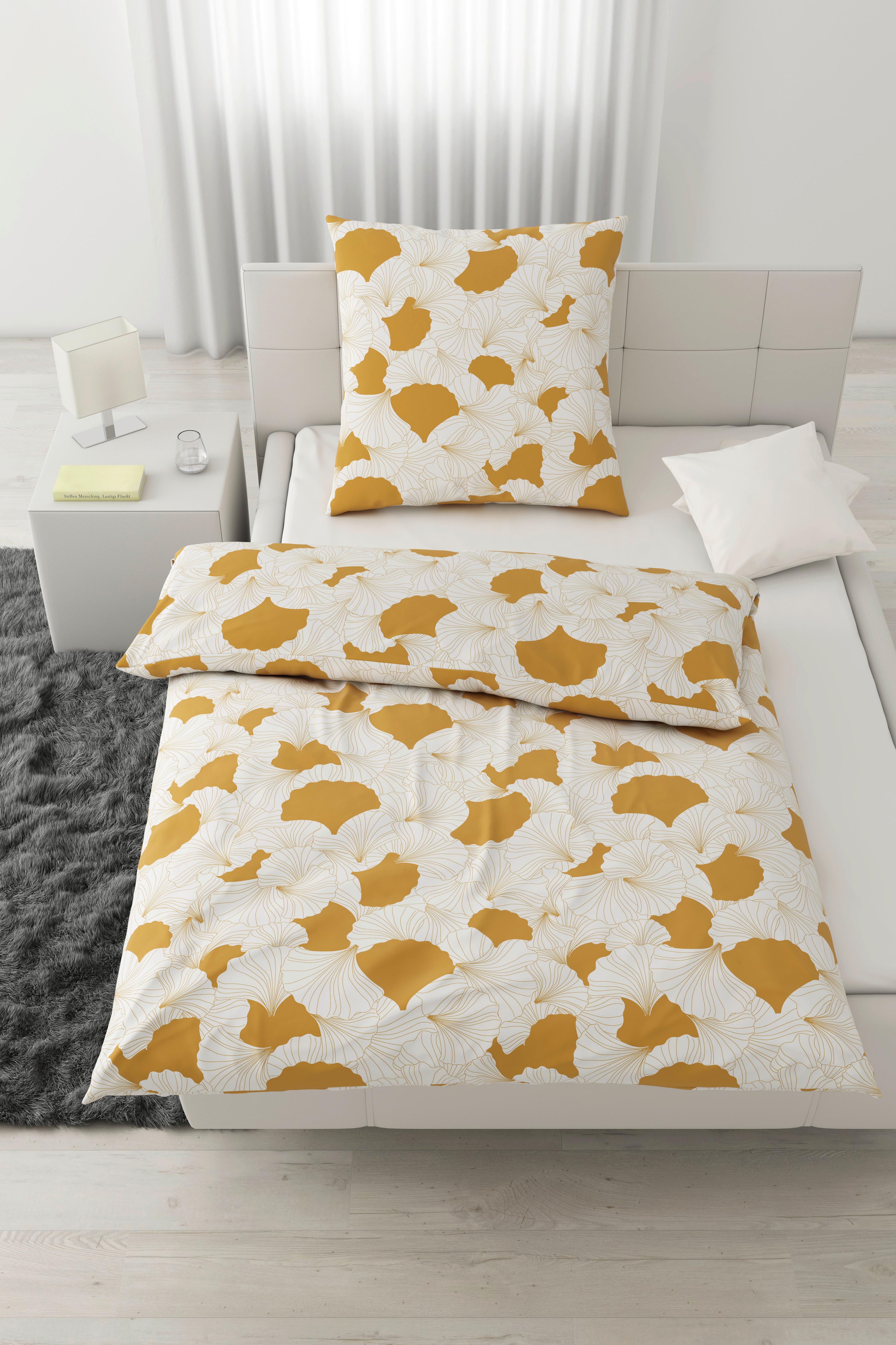 Bettwäsche Gingko Gelb ca. 135x200cm - Gelb, MODERN, Textil (135/200cm) - Modern Living