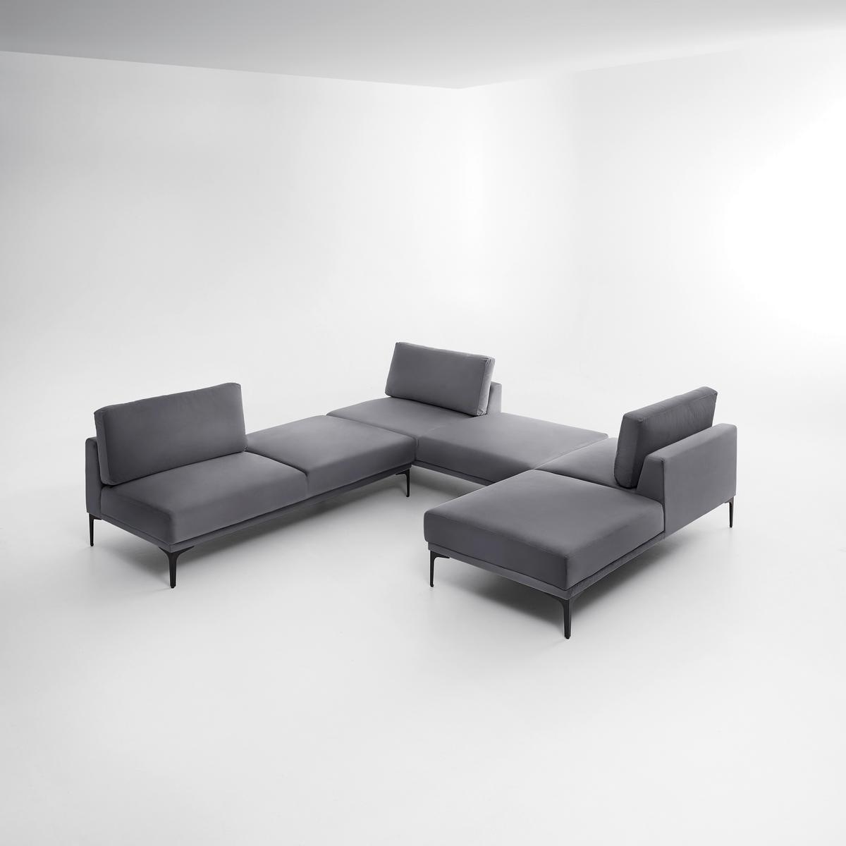 Modulsofa Tessa Dunkelgrau Samt - Dunkelgrau/Schwarz, MODERN, Textil/Metall (180,5/82,5/88,5cm) - Bessagi Home