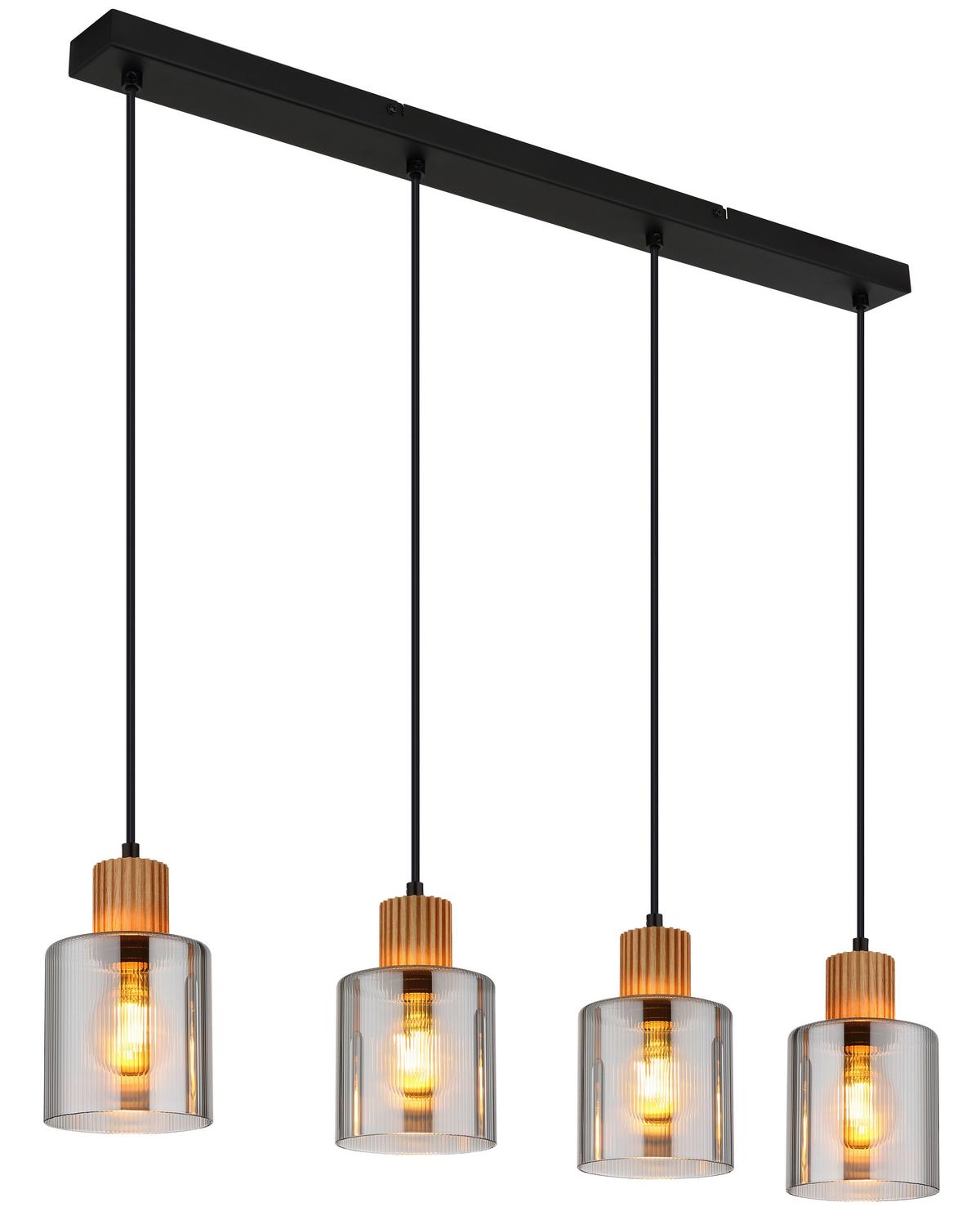 Függőlámpa 15768-4 - sötétbarna/fekete, Natur, műanyag/Üveg (78/12/120cm) - Globo