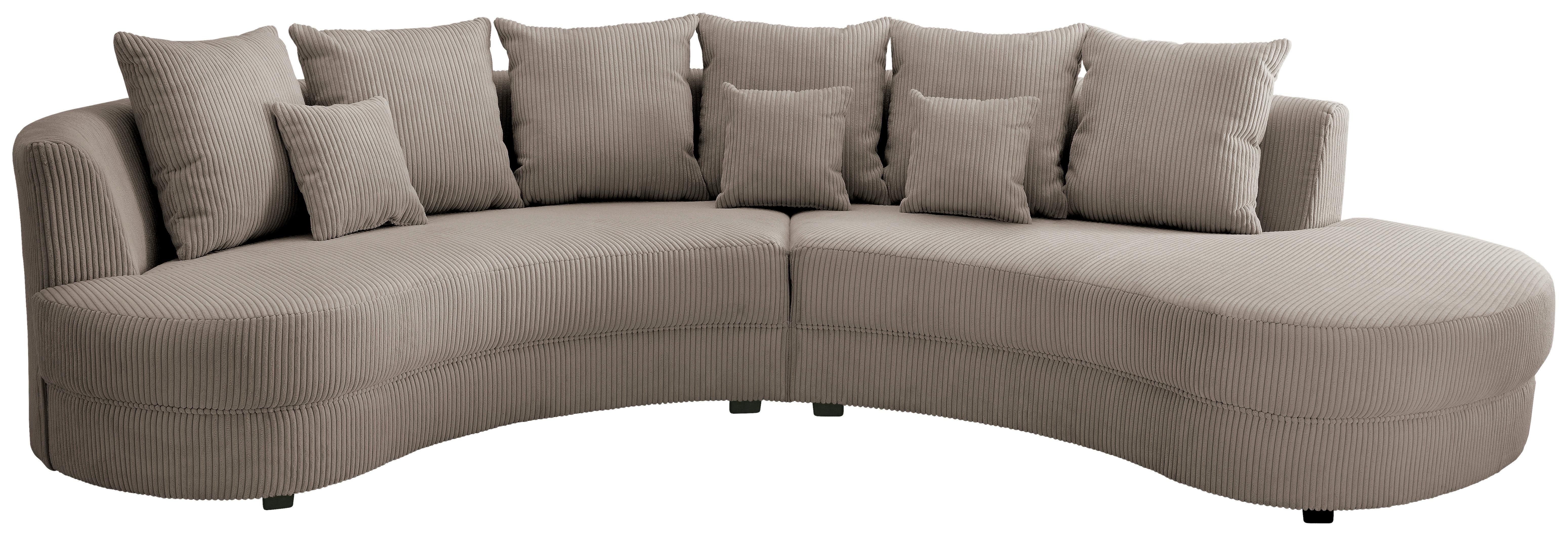 Wohnlandschaft Limoncello grau-braun Cord - Graubraun/Schwarz, Design, Kunststoff/Textil (300/160cm) - Livetastic