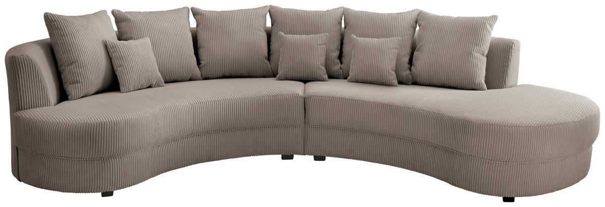 Wohnlandschaft Limoncello grau-braun Cord - Graubraun/Schwarz, Design, Kunststoff/Textil (300/160cm) - Livetastic