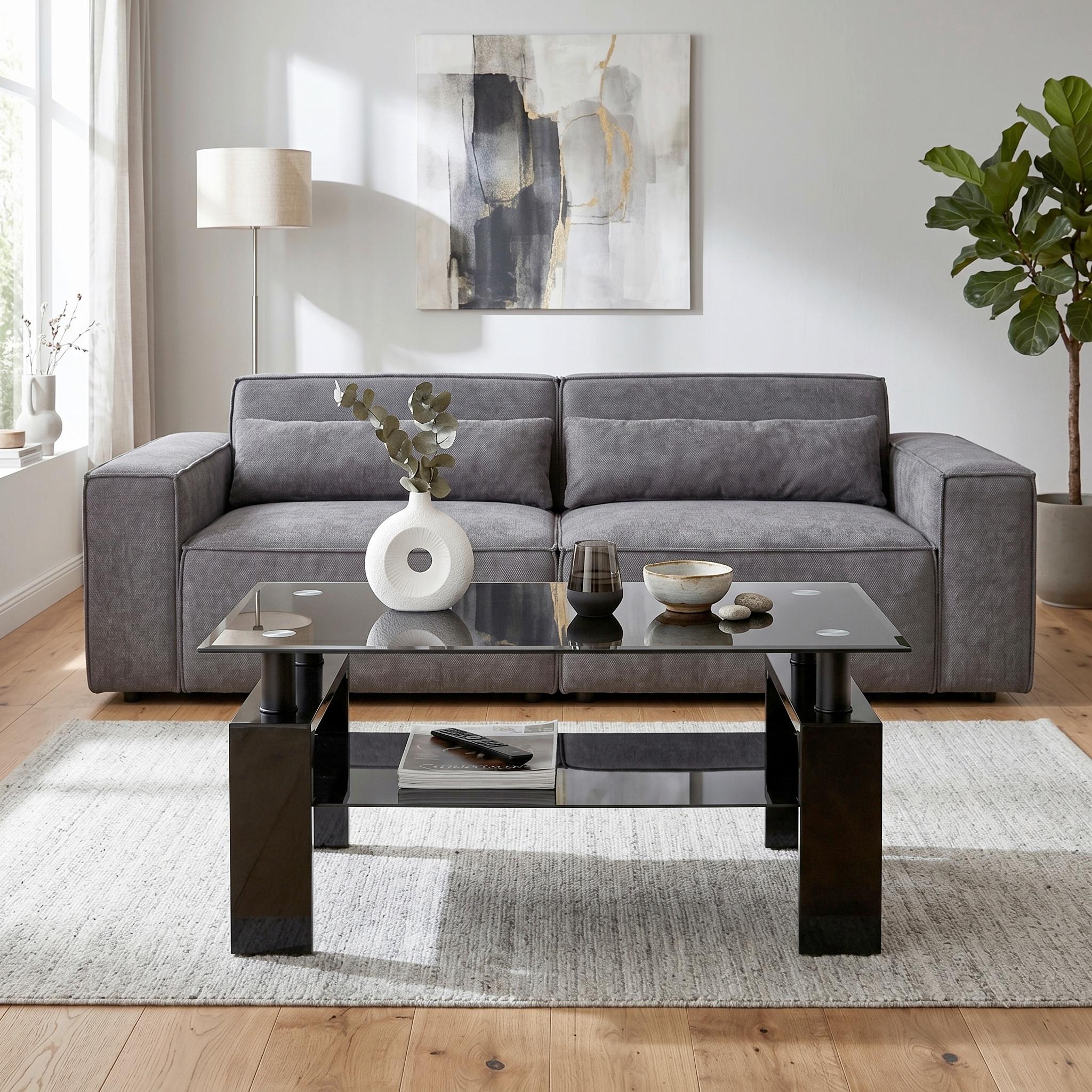 SOFFBORD INTRO - svart, Modern, metall/trämaterial (100/60/45cm) - Mömax