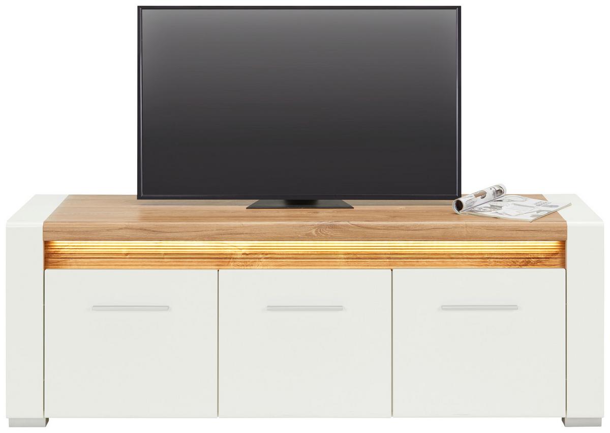 Tv Komoda Leonardo - bijela/boje hrasta, Moderno, drvni materijal/metal (160/56/45cm) - Modern Living