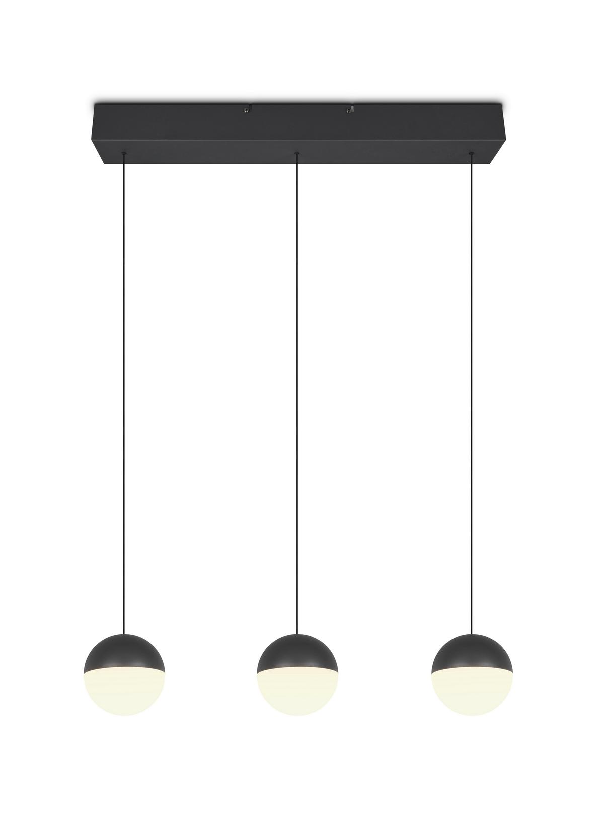 Led Függőlámpa Sestine 3 Égős - fekete, Modern, műanyag/fém (60/9/150cm) - Mömax