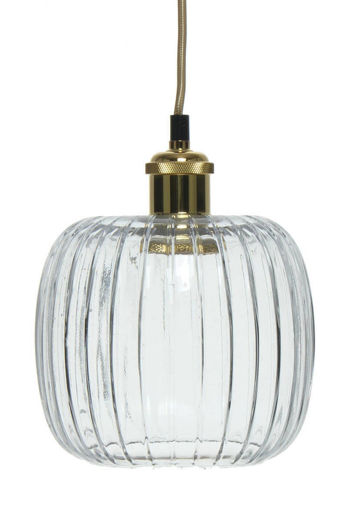 Hängeleuchte Hängelampe Claudia 125 - Klar/Goldfarben, Trend, Glas (18/24/18cm) - Kayoom