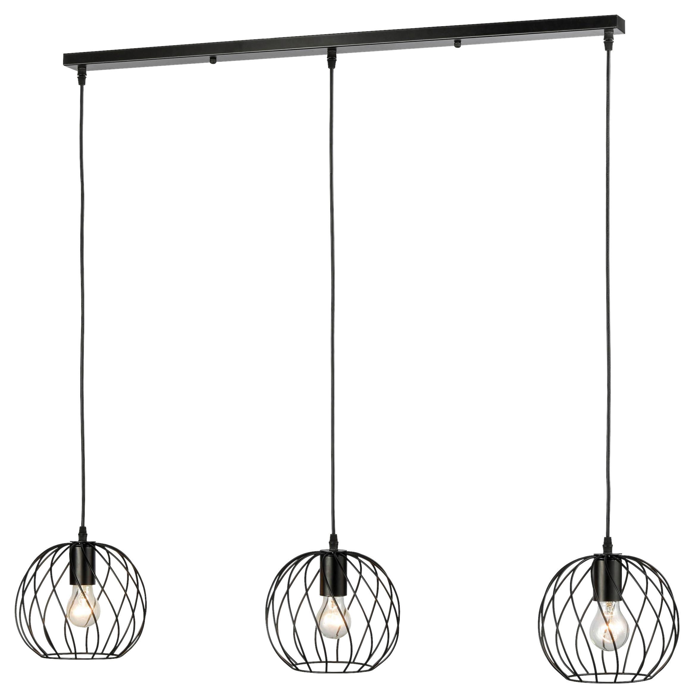 Hängeleuchte Ottula max. 40 Watt - Schwarz, MODERN, Metall (90/20/120cm) - Modern Living