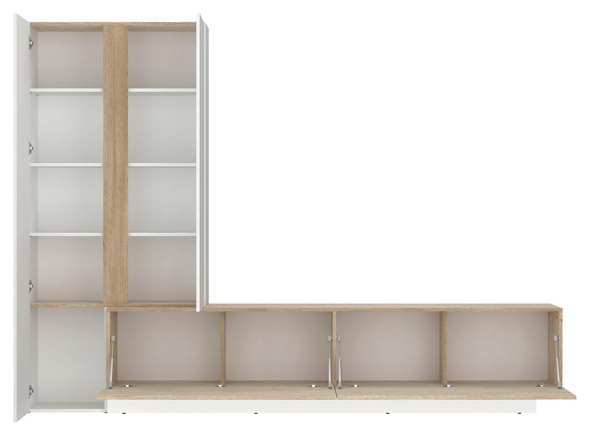 Ansamblu mobilier cameră de zi MILAZZO - alb/culoare lemn stejar, Modern, material pe bază de lemn (260/190,5/39,6cm) - Modern Living