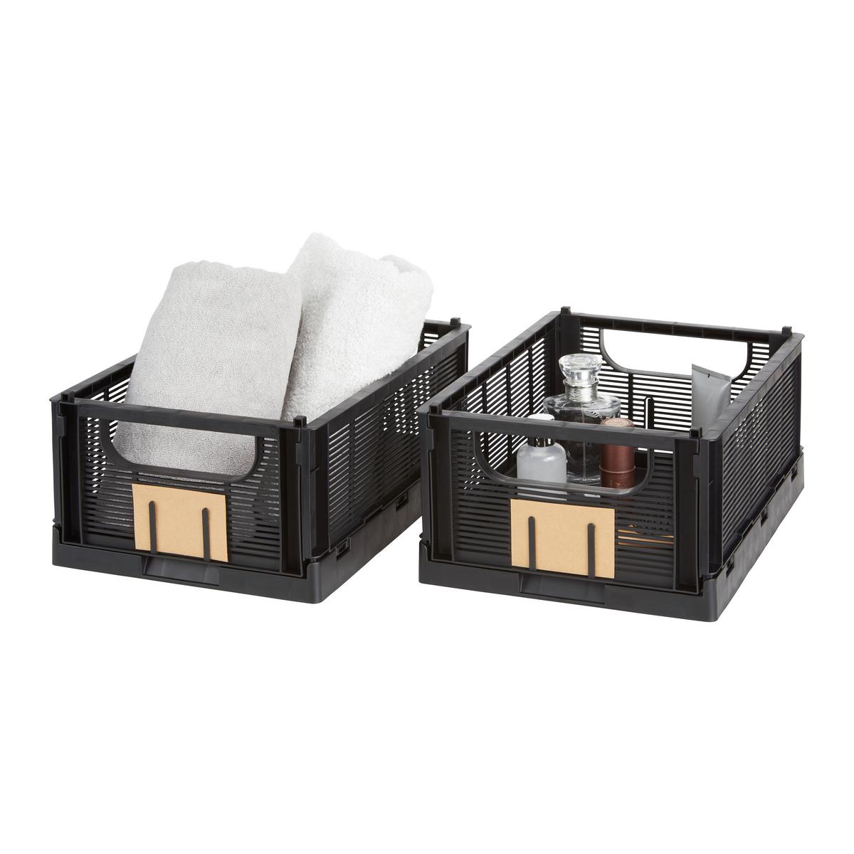 Klappbox Knut M Schwarz, 2er Set - Schwarz, MODERN, Kunststoff (33/24,5/15cm) - Mömax