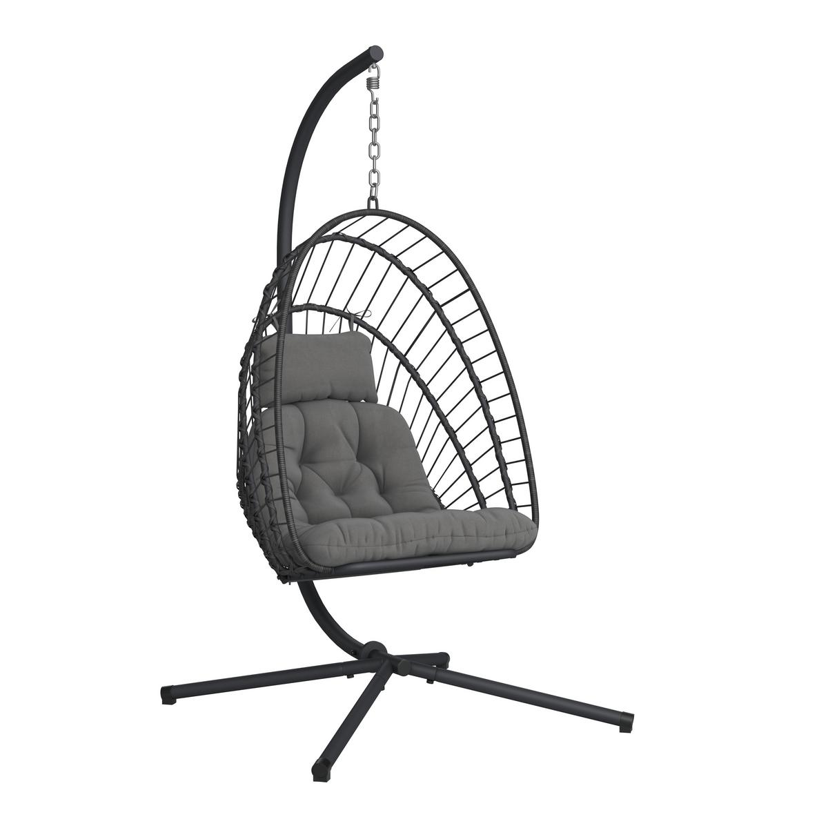 FOTEL WISZĄCY MILANO - szary, Modern, metal/tkanina (126/195/104cm) - Ambia Garden