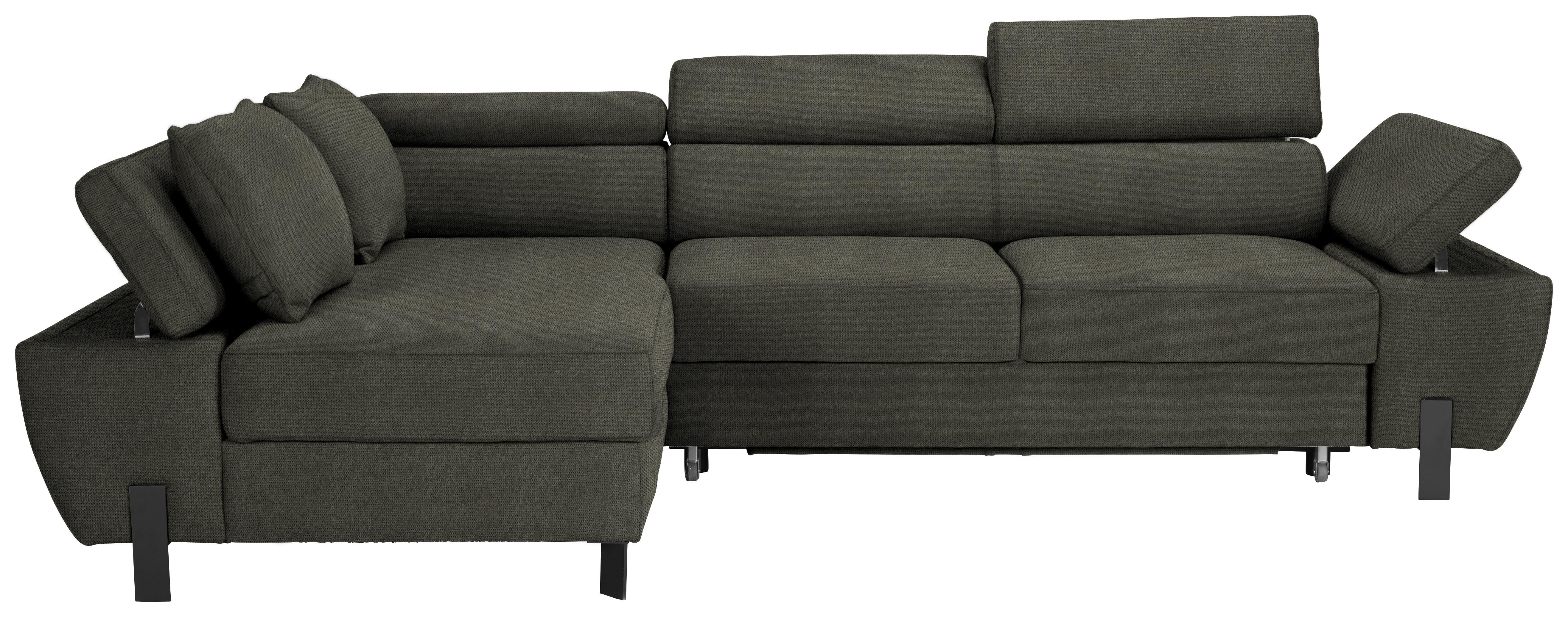 Ecksofa in Grün - Hellgrau/Schwarz, Modern, Textil/Metall (189/277cm) - Mömax