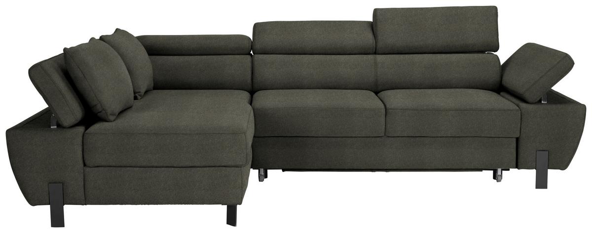 Wohnlandschaft Molina Mini in Grün - Hellgrau/Schwarz, MODERN, Textil/Metall (189/277cm) - Mömax