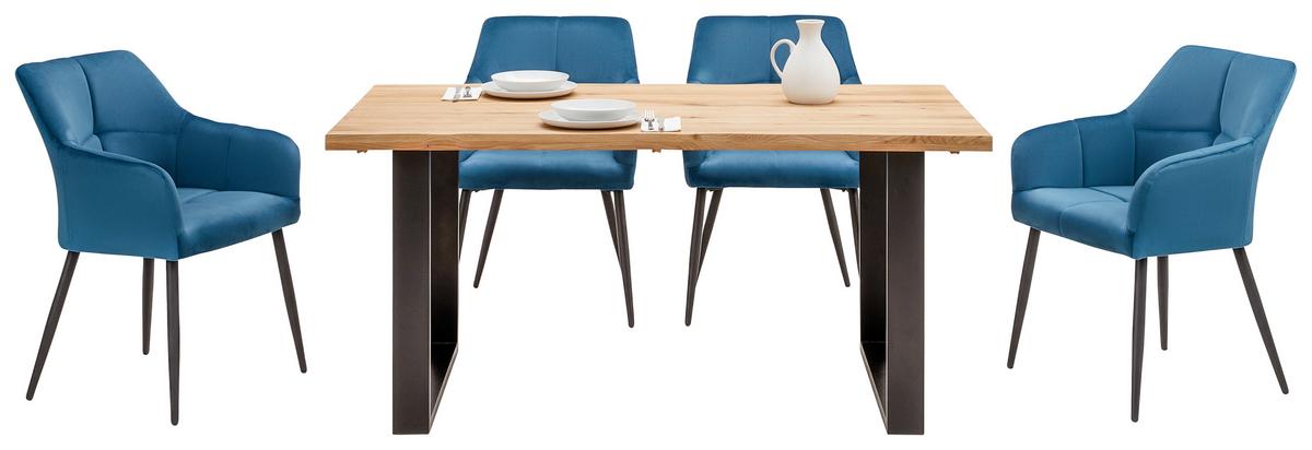Masă WOOD 160 - culoare natur/negru, Konventionell, lemn/metal (160/75/90cm) - Modern Living