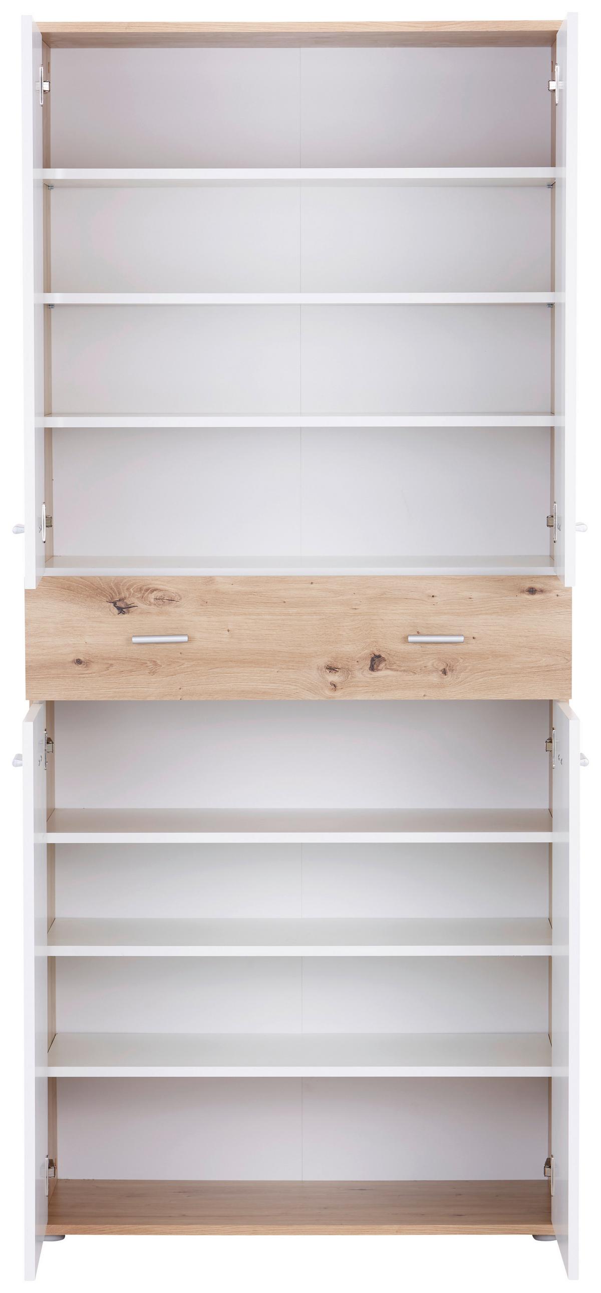 Dulap pentru pantofi KÖLN - alb/culoare lemn stejar, Modern, material pe bază de lemn (85/190,8/37,7cm) - Modern Living