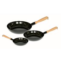 ZESTAW PATELNI 3-CZĘŚCIOWY - czarny, Basics, metal/drewno (20+24+26cm) - Riess