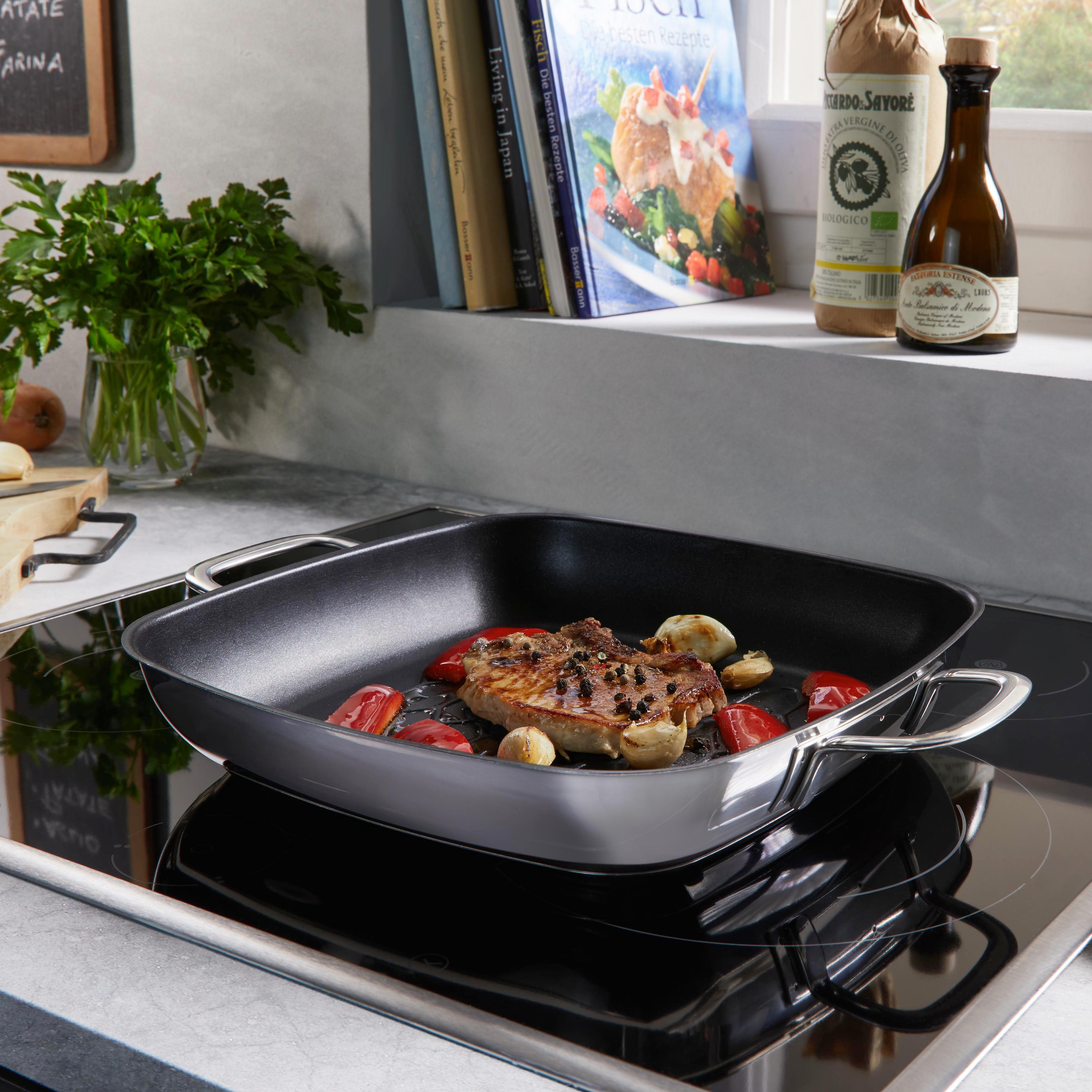 Grillpfanne Rösle Elegance ca. 30x38x5,5 cm - Edelstahlfarben, KONVENTIONELL, Metall (30/5,5/38cm) - Rösle